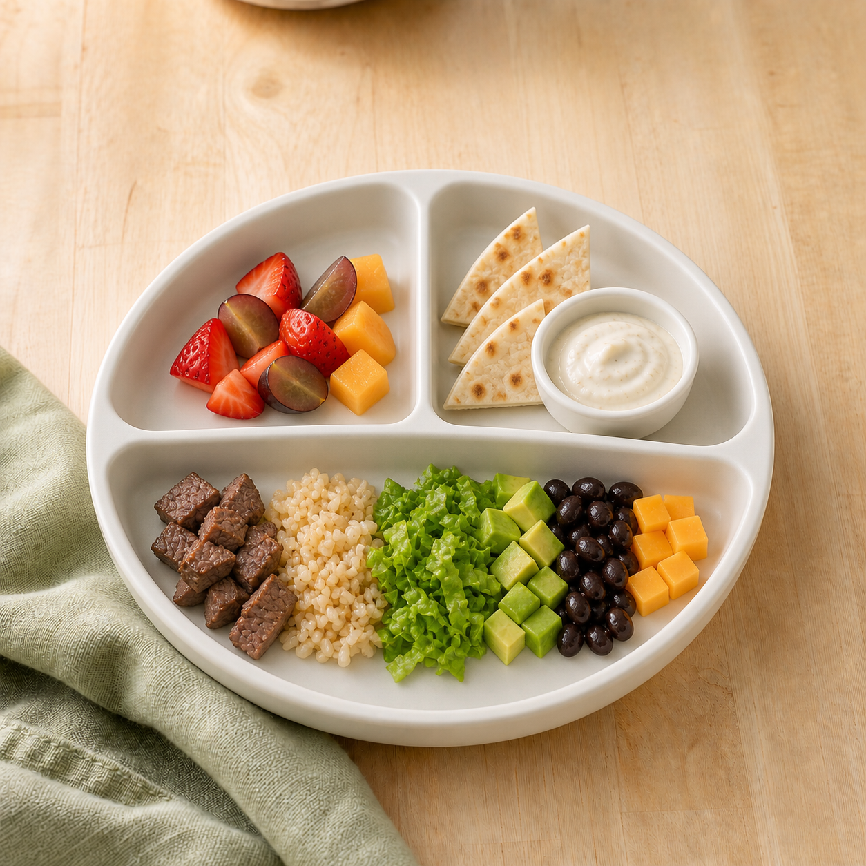 Toddler-sized Steak Wrap Plate